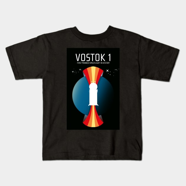 Vostok 1 Space art Kids T-Shirt by nickemporium1